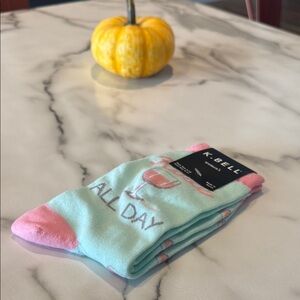Light Blue and Pink Rose all day women’s Socks New